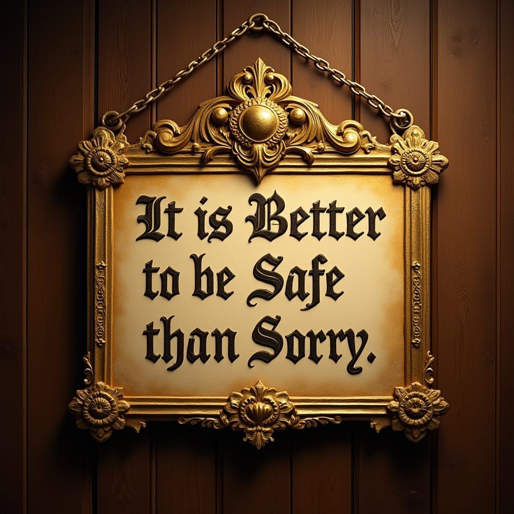 Majestic Gold Sign with Gothic Lettering and Classic Font