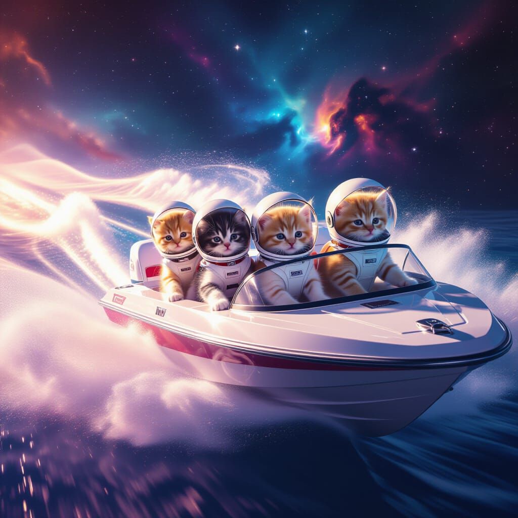 Four Kittens Ride Speedboat Through Space to Mars