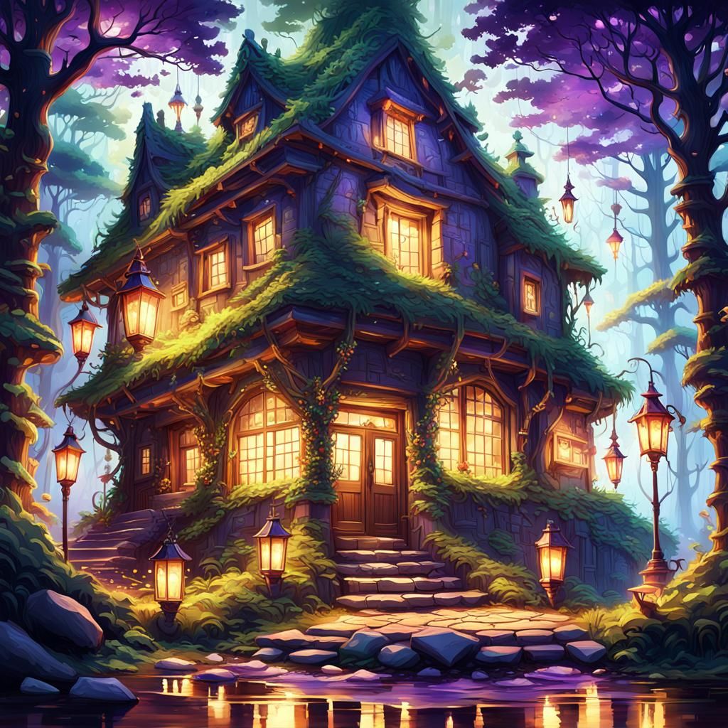 Mystical Tavern in Lush Forest: Concept Art