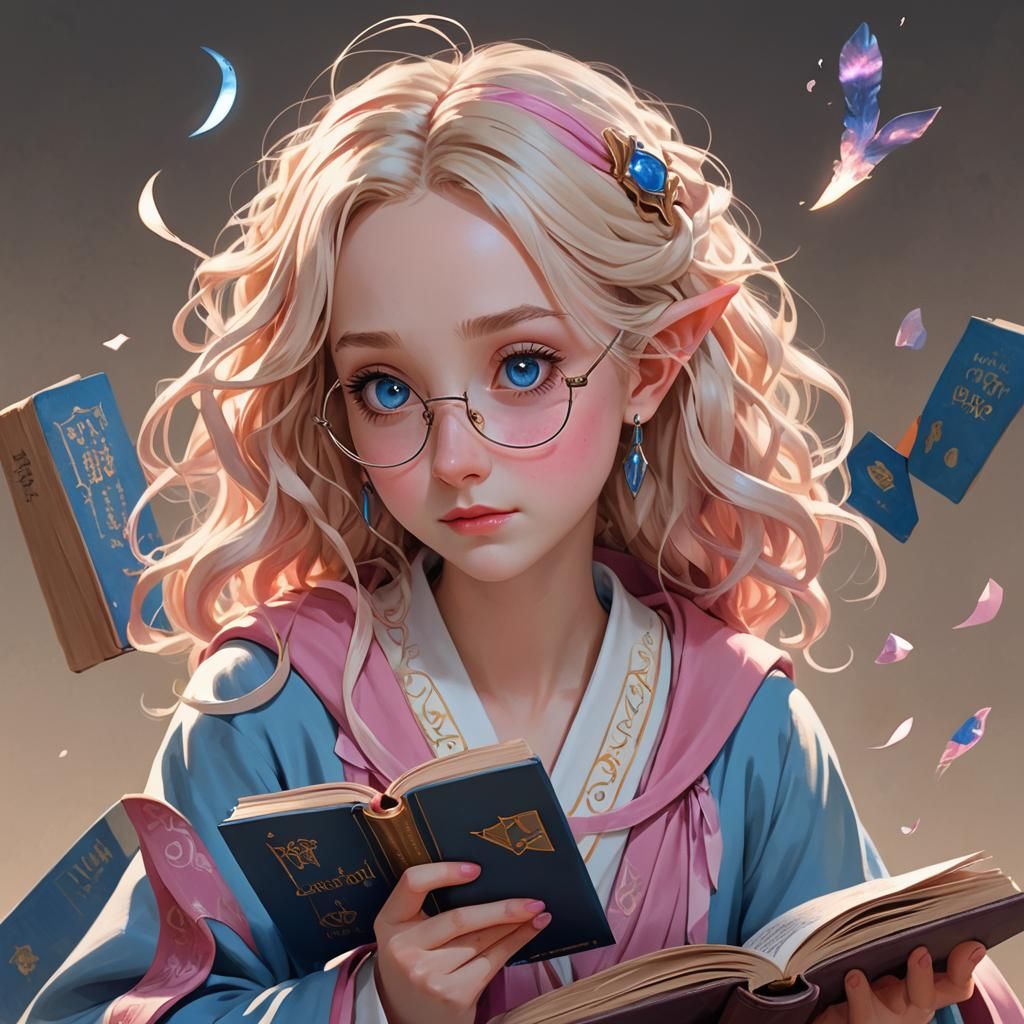 Luna Lovegood Reads Upside Down: 3D Anime Art