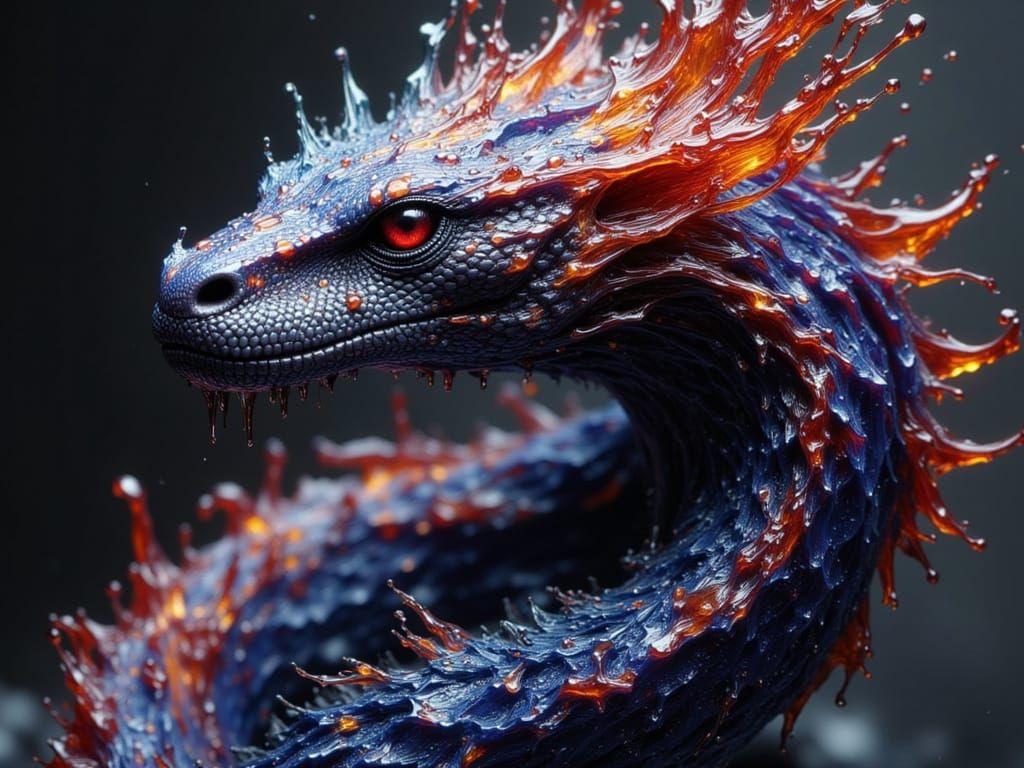 Majestic Serpent Portrait with Iridescent Scales