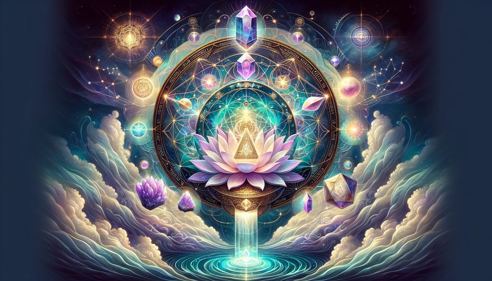 Mystical Lemurian Shield with Sacred Geometry