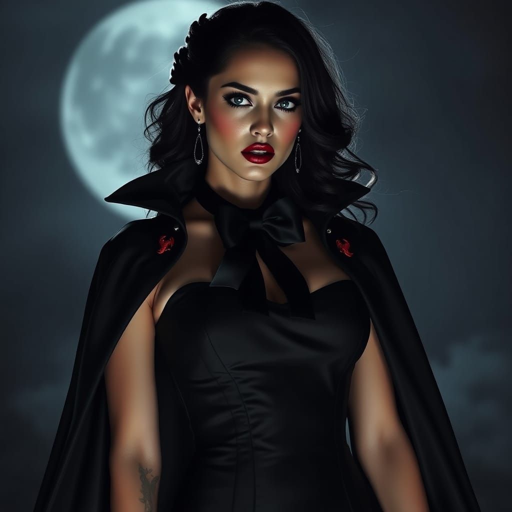 Elegant Vampire Countess in Midnight Attire