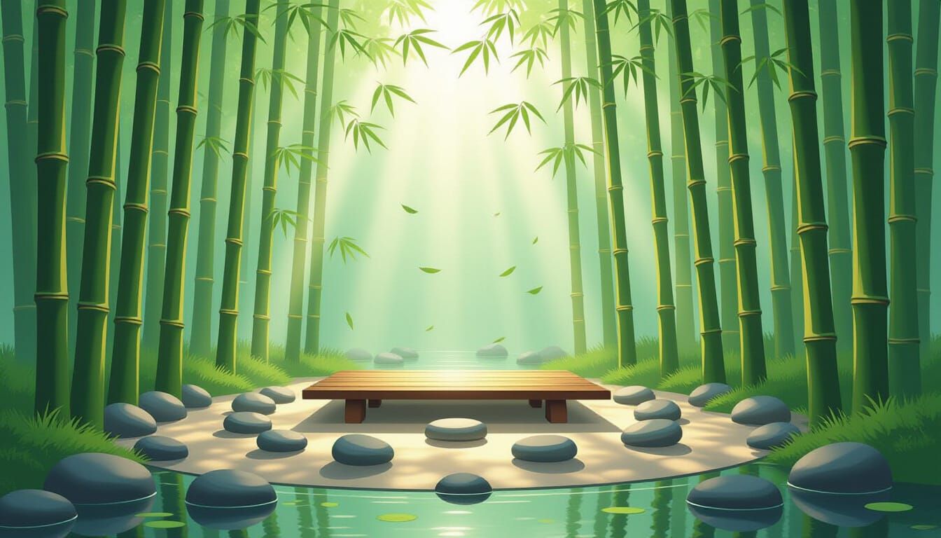 Peaceful Bamboo Grove with Meditation Platform