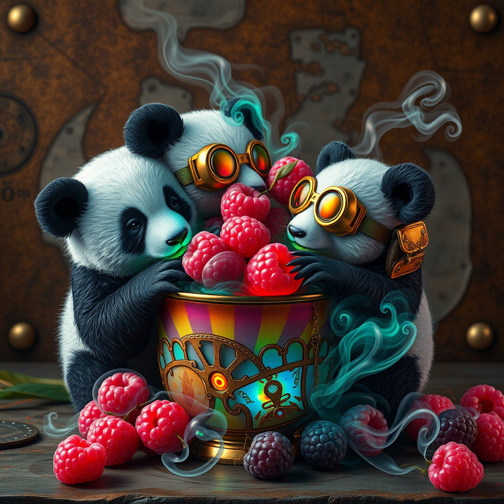 Steampunk Pandas Discover Bioluminescent Alien Raspberries