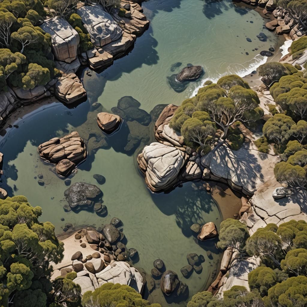 Eucalypti Trees and Rock Pools: Detailed Matte Painting