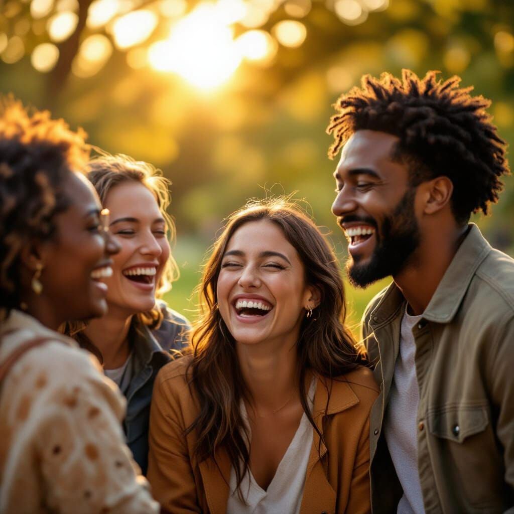 Diverse Group Laughing Joyfully Outdoors