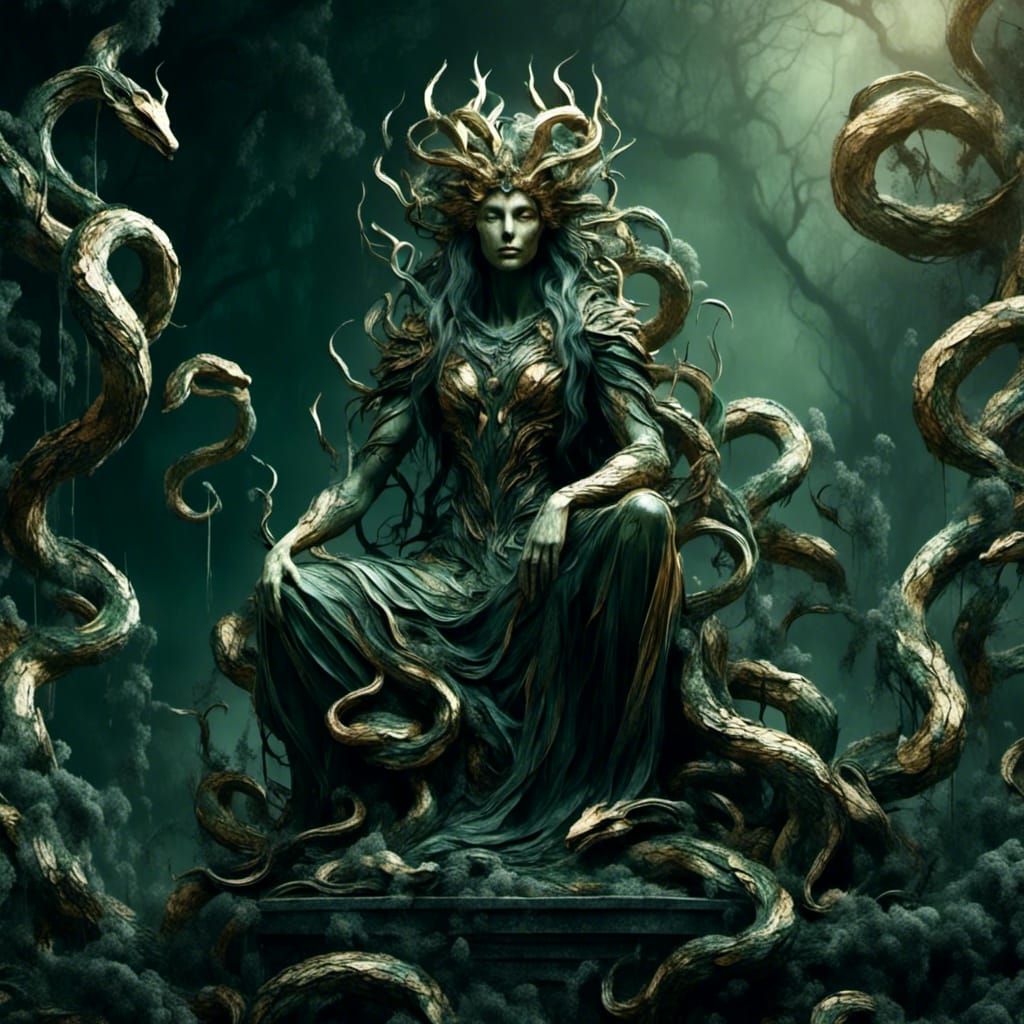 Medusa in Mystical Temple: Hyper-Realistic 3D Art