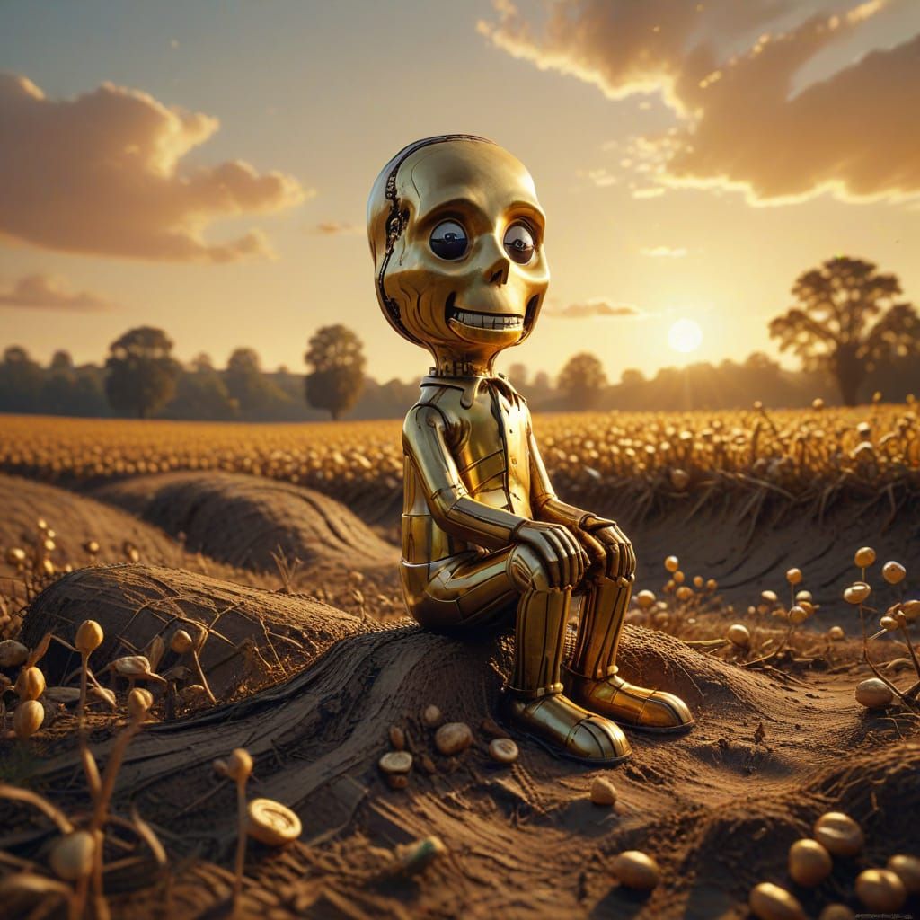 Surreal Mr. Peanut in Earthy Tones, Oil Painting