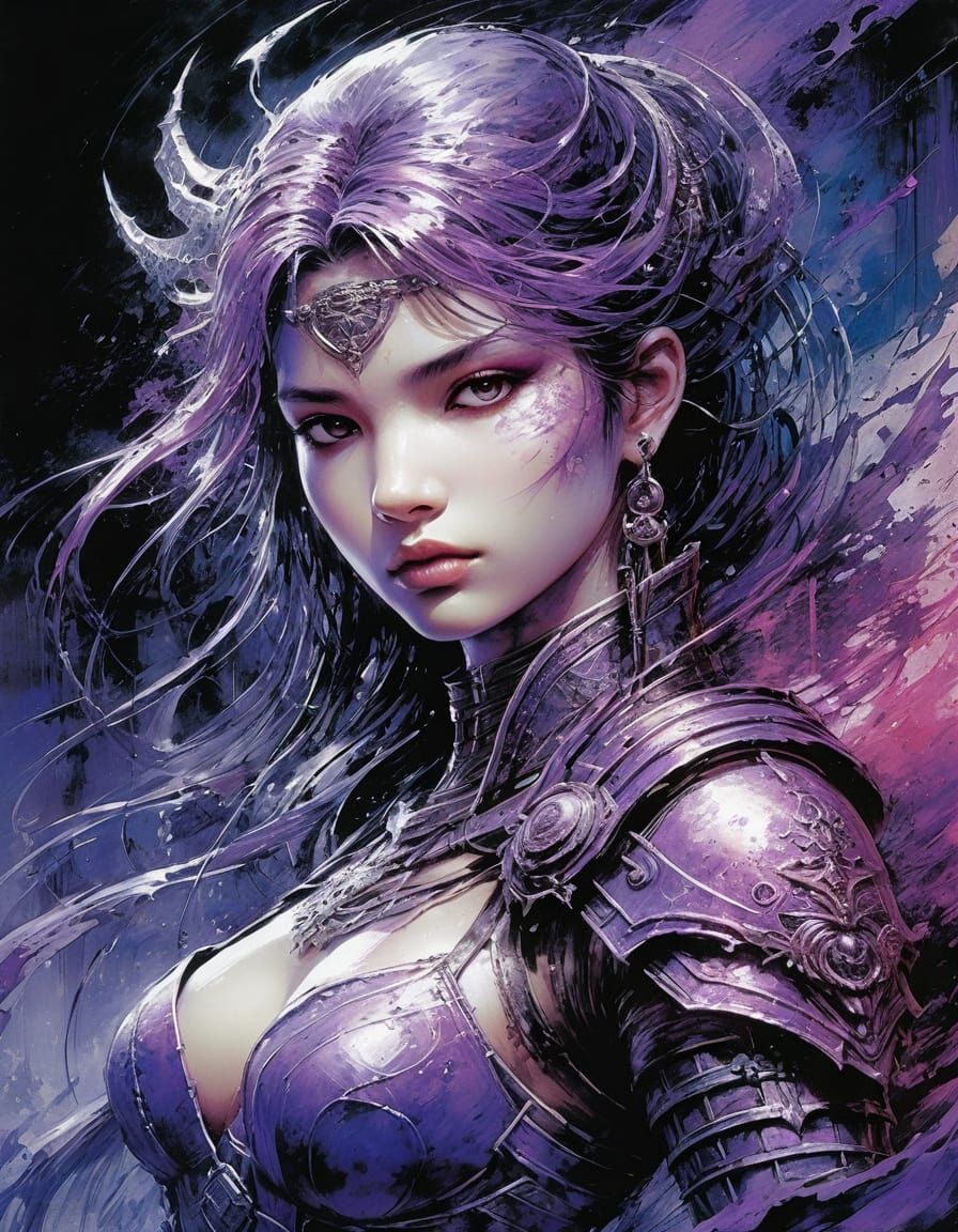 Vibrant Purple and Pink Abstract Art with Fine Details