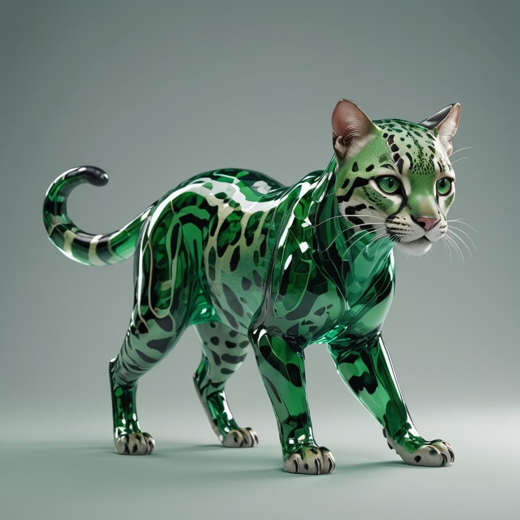Green Glass Ocelot: 3D Anime Art