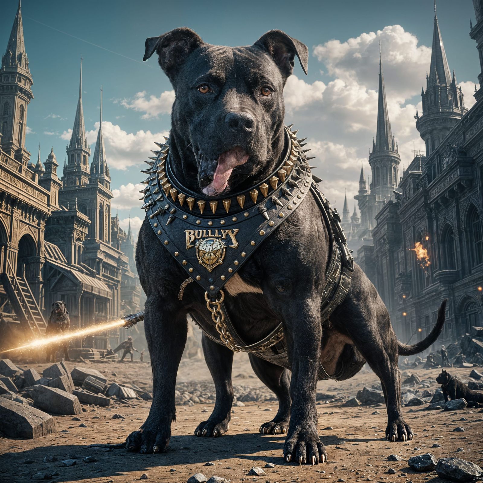 Pitbull with Weapon: Detailed Matte Painting in Unreal Engin...