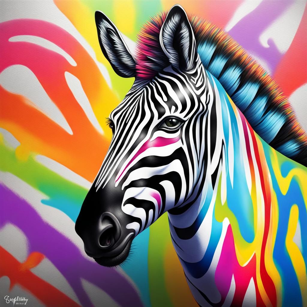 Rainbow Zebra Infinity Symbol in Graffiti Art