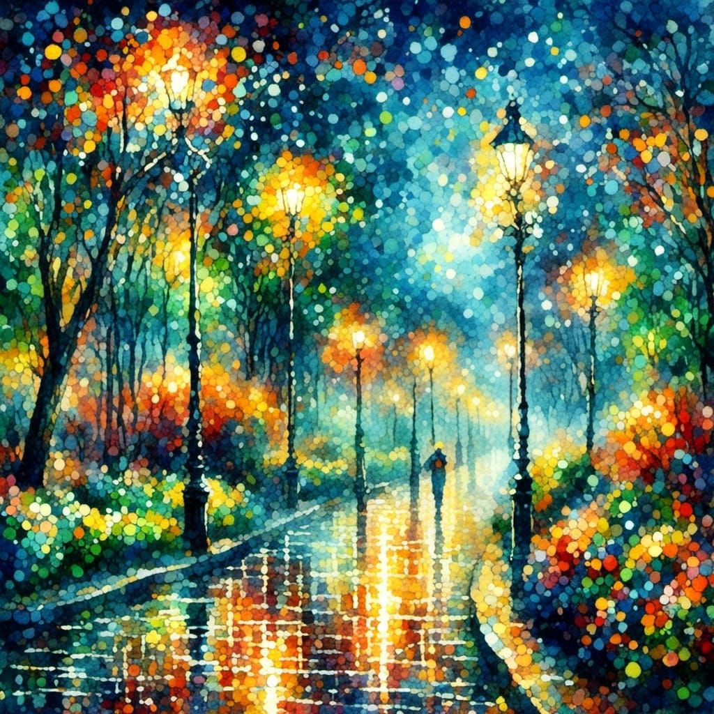 Rainy Night in Georgia: Photorealistic Digital Painting