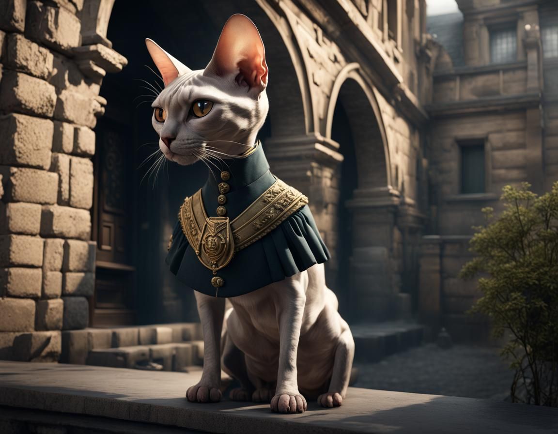 Victorian Sphinx Cat City Guard Portrait