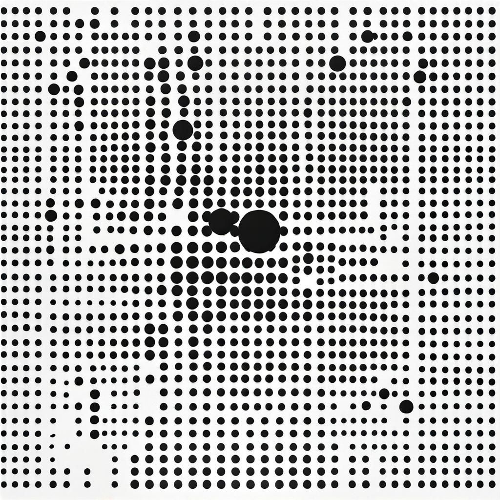 Minimalist Pixelated Black Dot on White Background
