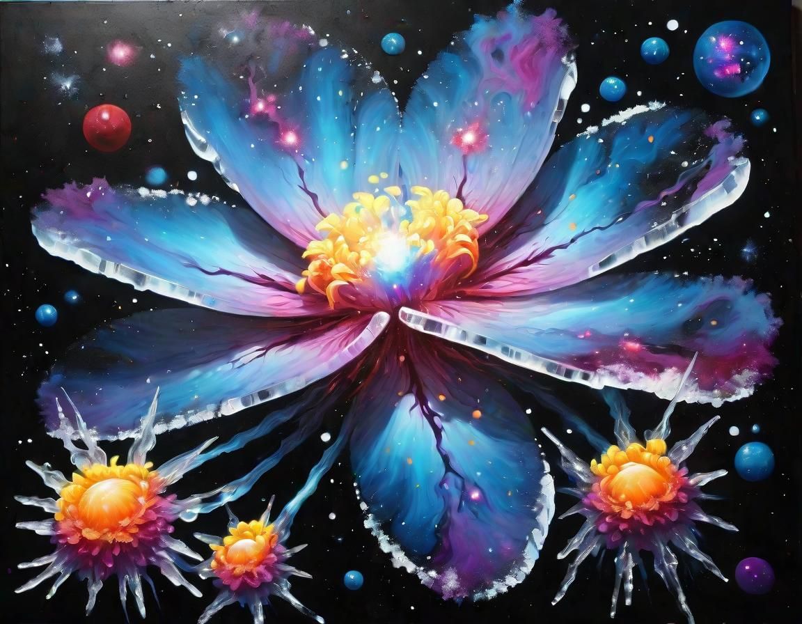 Galactic Nebula Flower Blossoms in Space Art