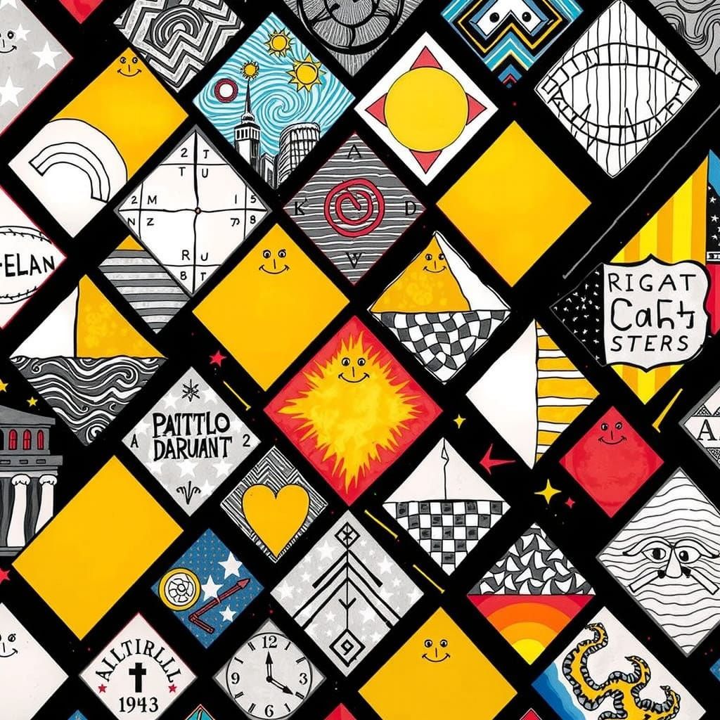 Eccentric Figure Smiles in Warm, Golden Cafe Scene