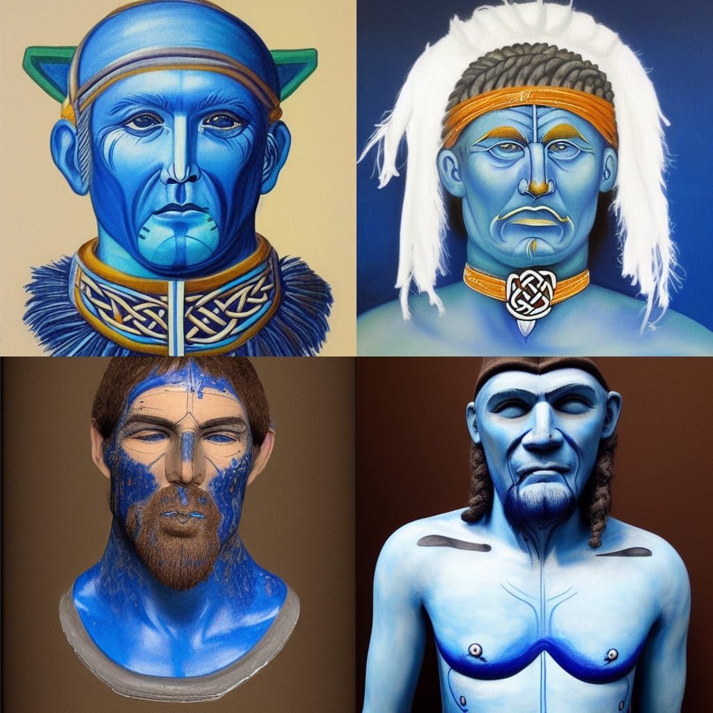Celtic Chief Portrait with Blue Paint