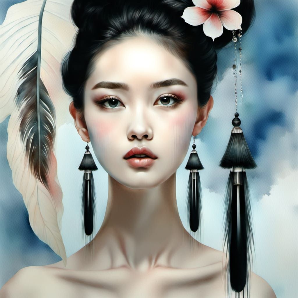 Abstract Watercolor Painting with Airbrush Effects