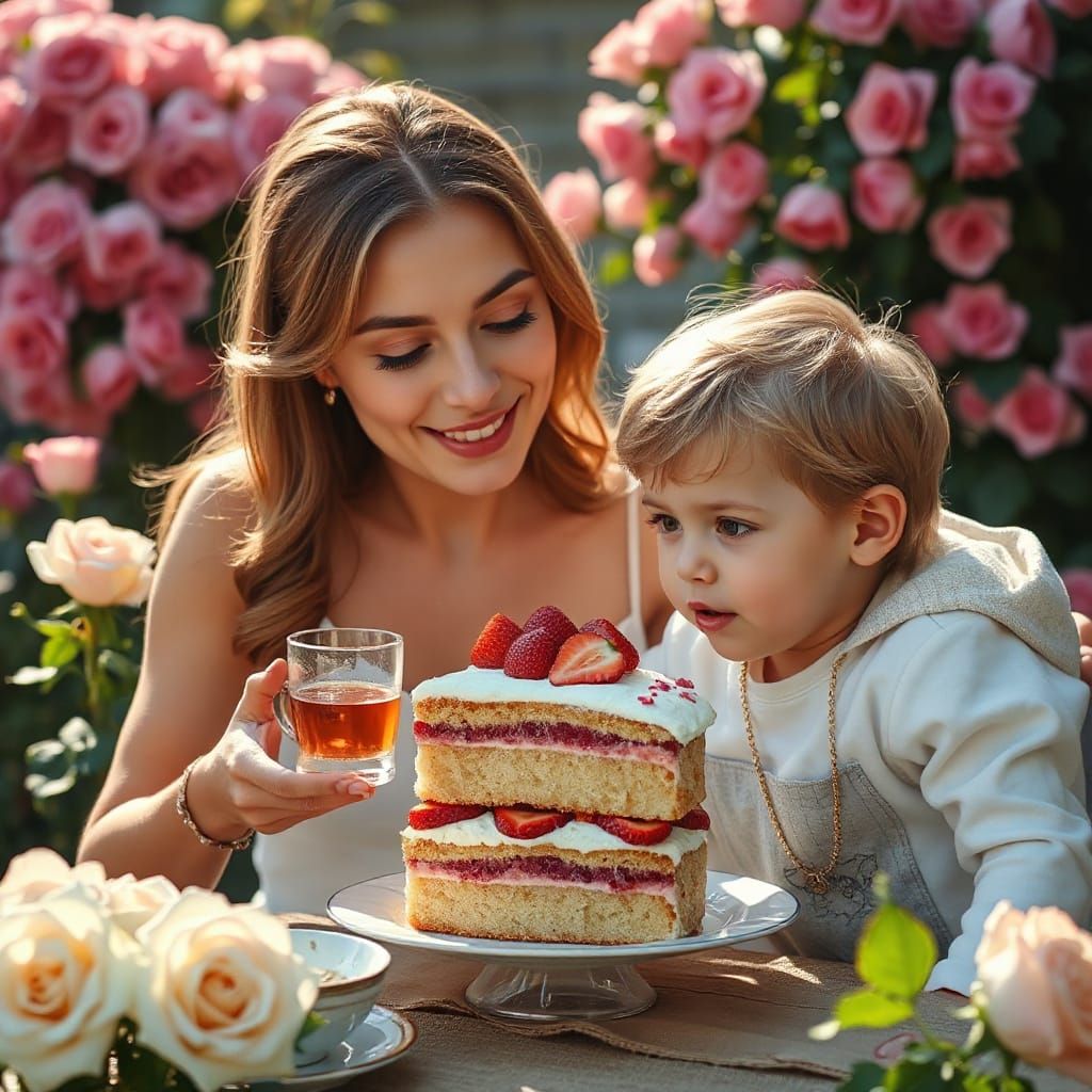 Motherly Love in Vibrant Afternoon Tea Setting