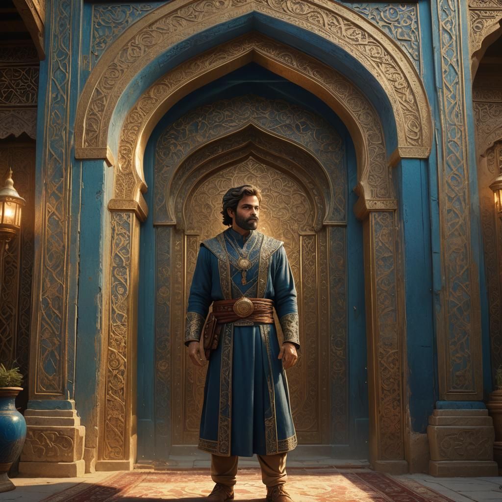 Regal Figure in Ancient Persian Setting