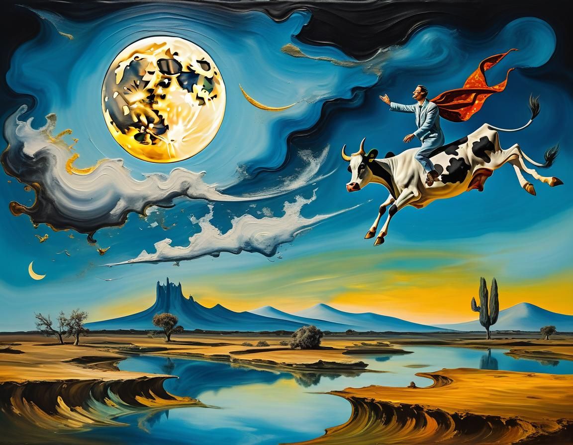 Flying Dream: Surreal Landscape in Impasto Style