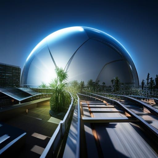Glass Dome Solar Energy Concept Art in 8k