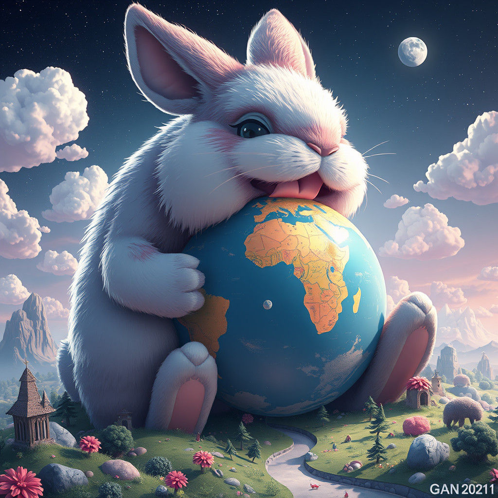 Giant Rabbit Eats World: Anime Concept Art