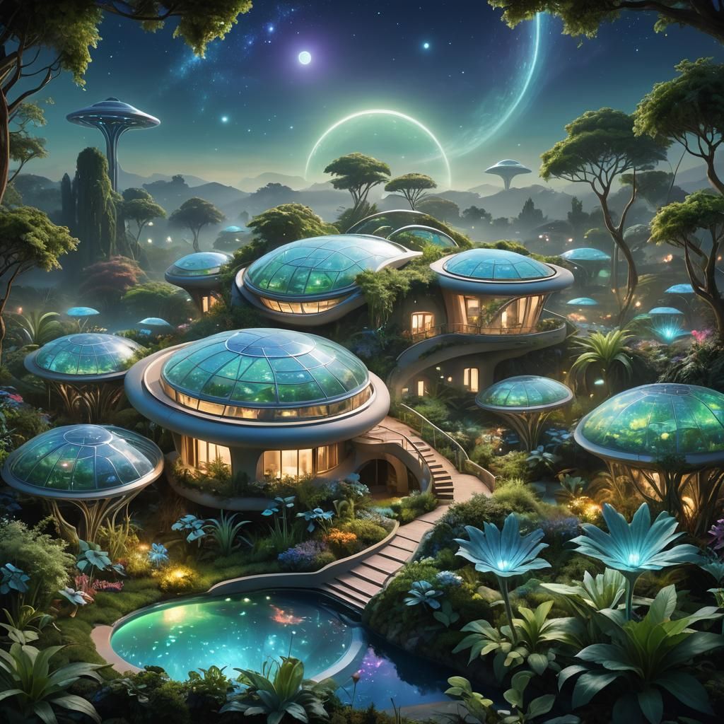 A futuristic sci-fi home, organic curves