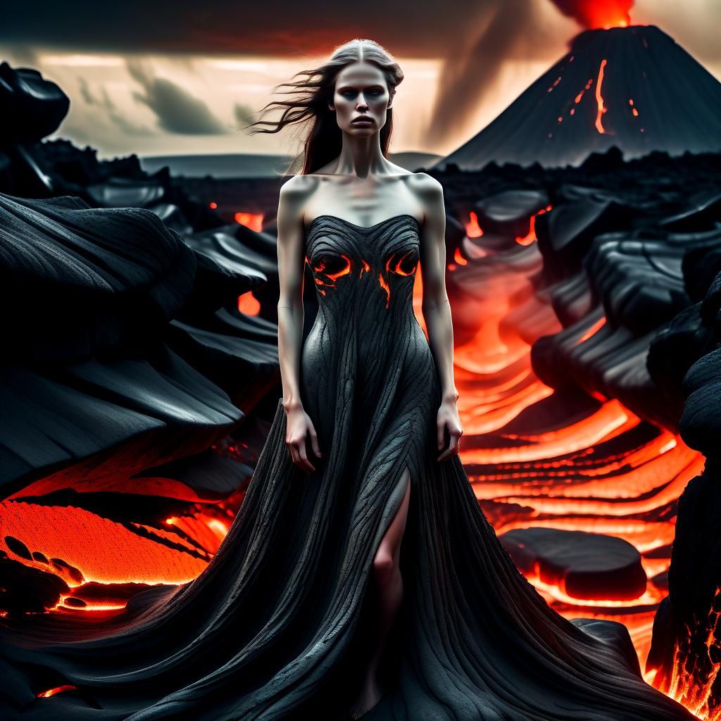 Volcanic Nature Spirit in Surreal Dreamscape