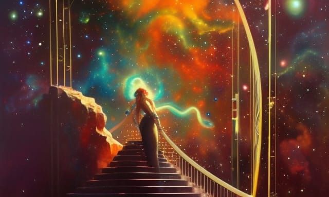 Colorful Cosmic Nebulae in Cyberpunk Style