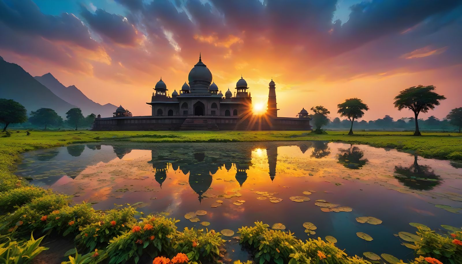 beautiful cinematic psychedelic nat geo  scenery in India