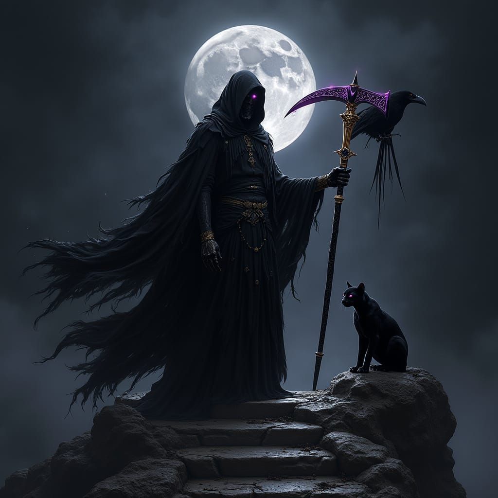 Grim Reaper Descending on Blacklight Staircase