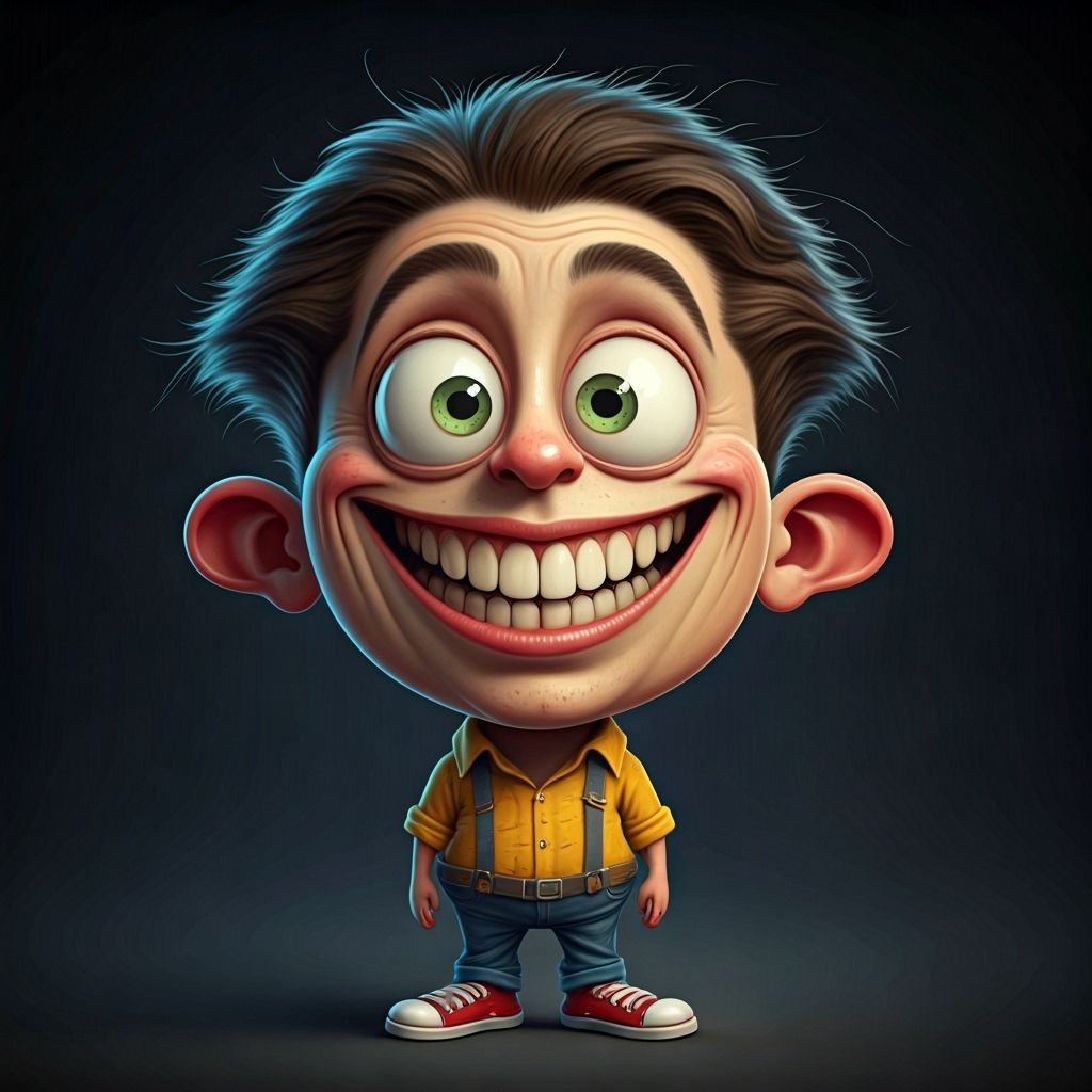 Playful Cartoon Character with Oversized Features