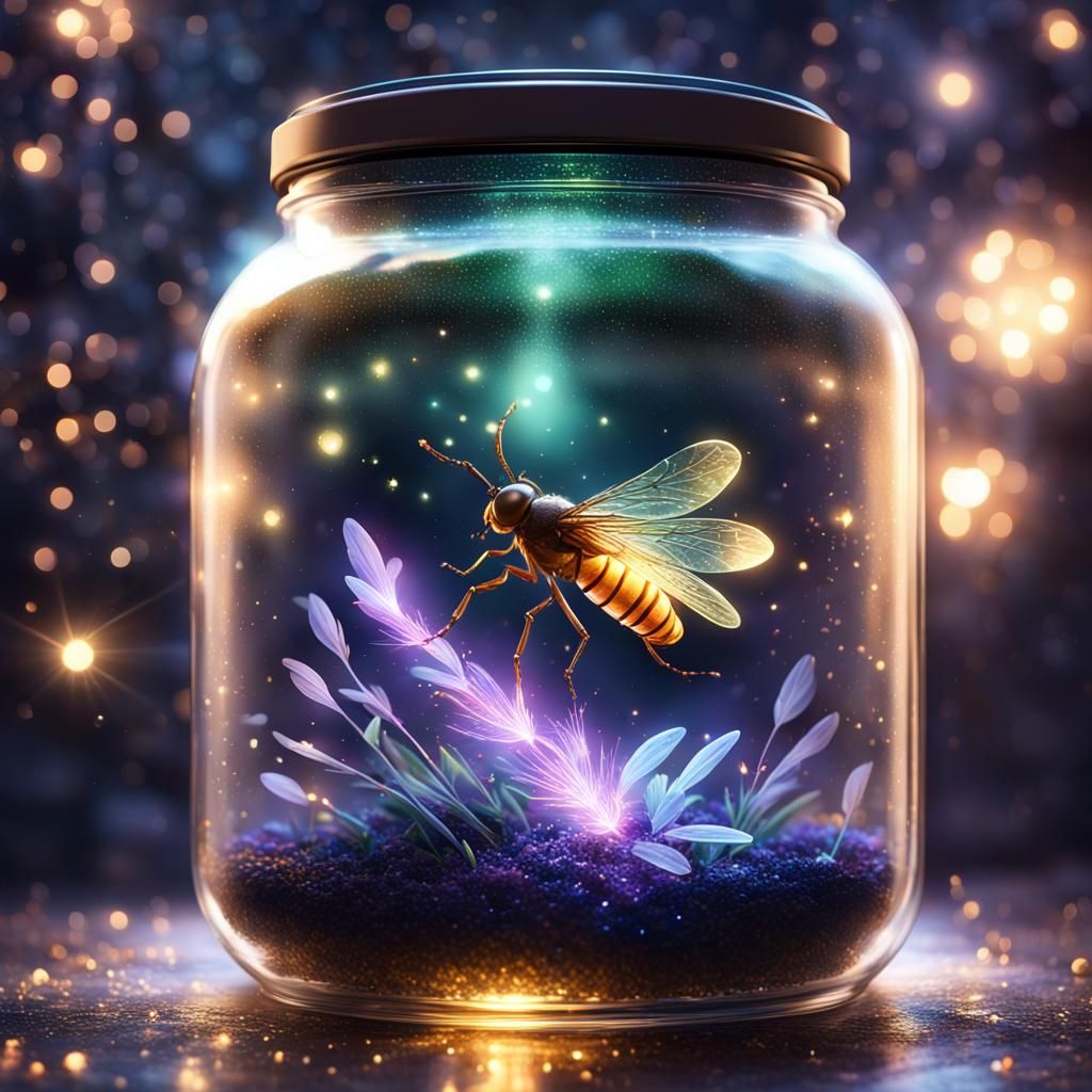Magic Firefly in Glass Jar Acrylic Art