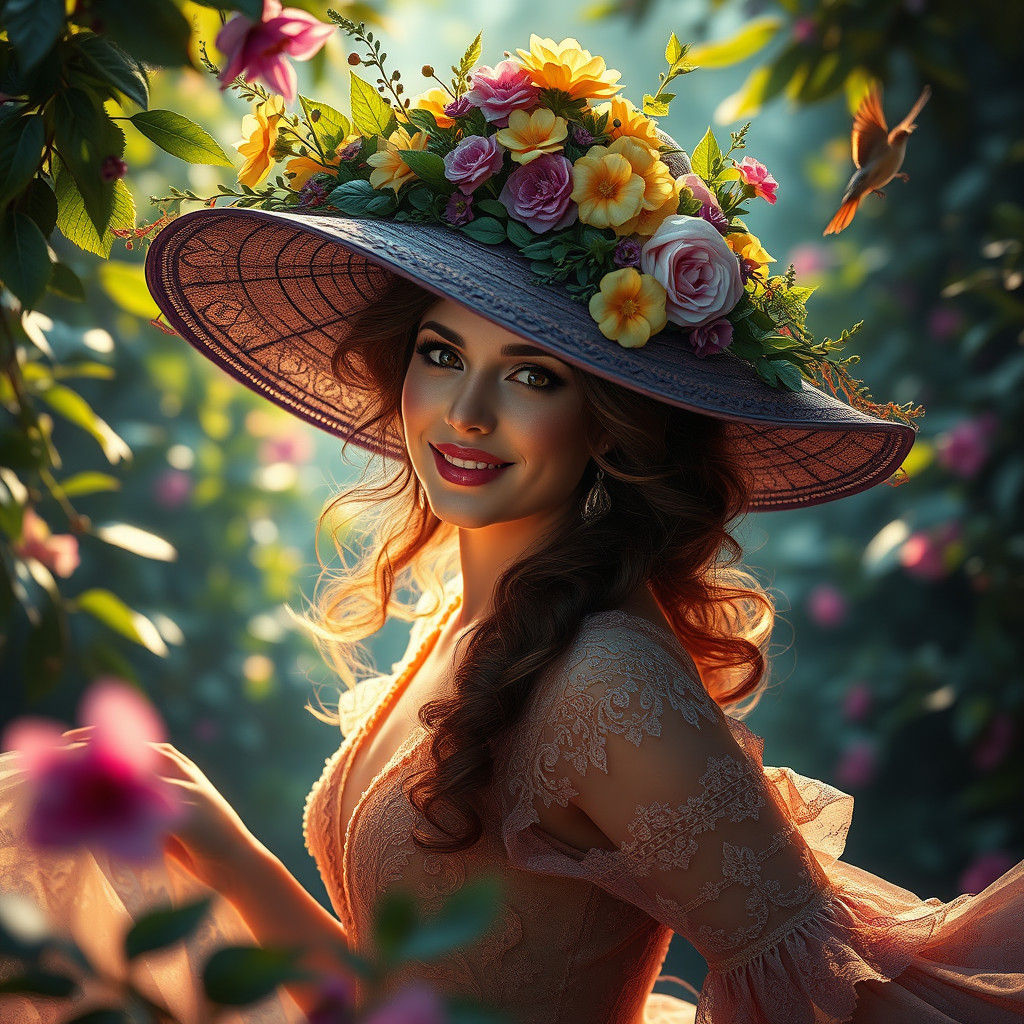 Enchanted Woman Dancing in Mystical Forest