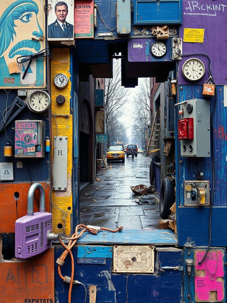 Surreal Artwork of Radioactive Soldier in Alleyway with Foun...