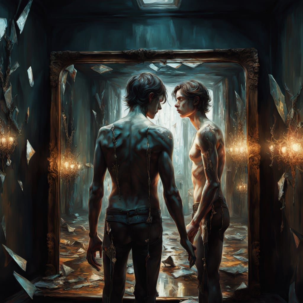 Infinite Reflections: Surreal Digital Painting of Existentia...