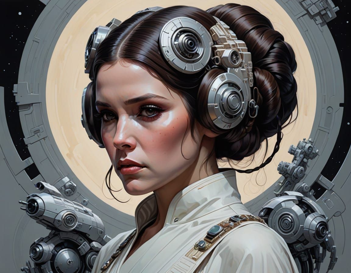 Young Princess Leia Detailed Illustration