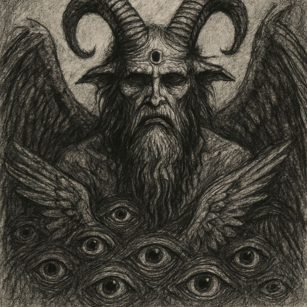 Biblically Accurate Belphegor Charcoal Drawing