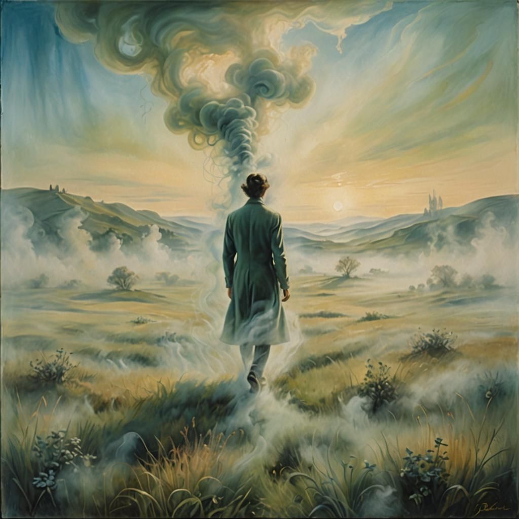 Misty Meadow: Surreal Vaporwave Dreamscape