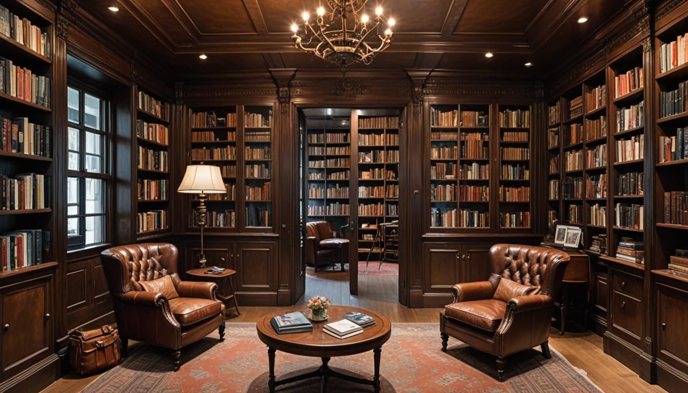 Victorian Library with Steel Ceiling Door