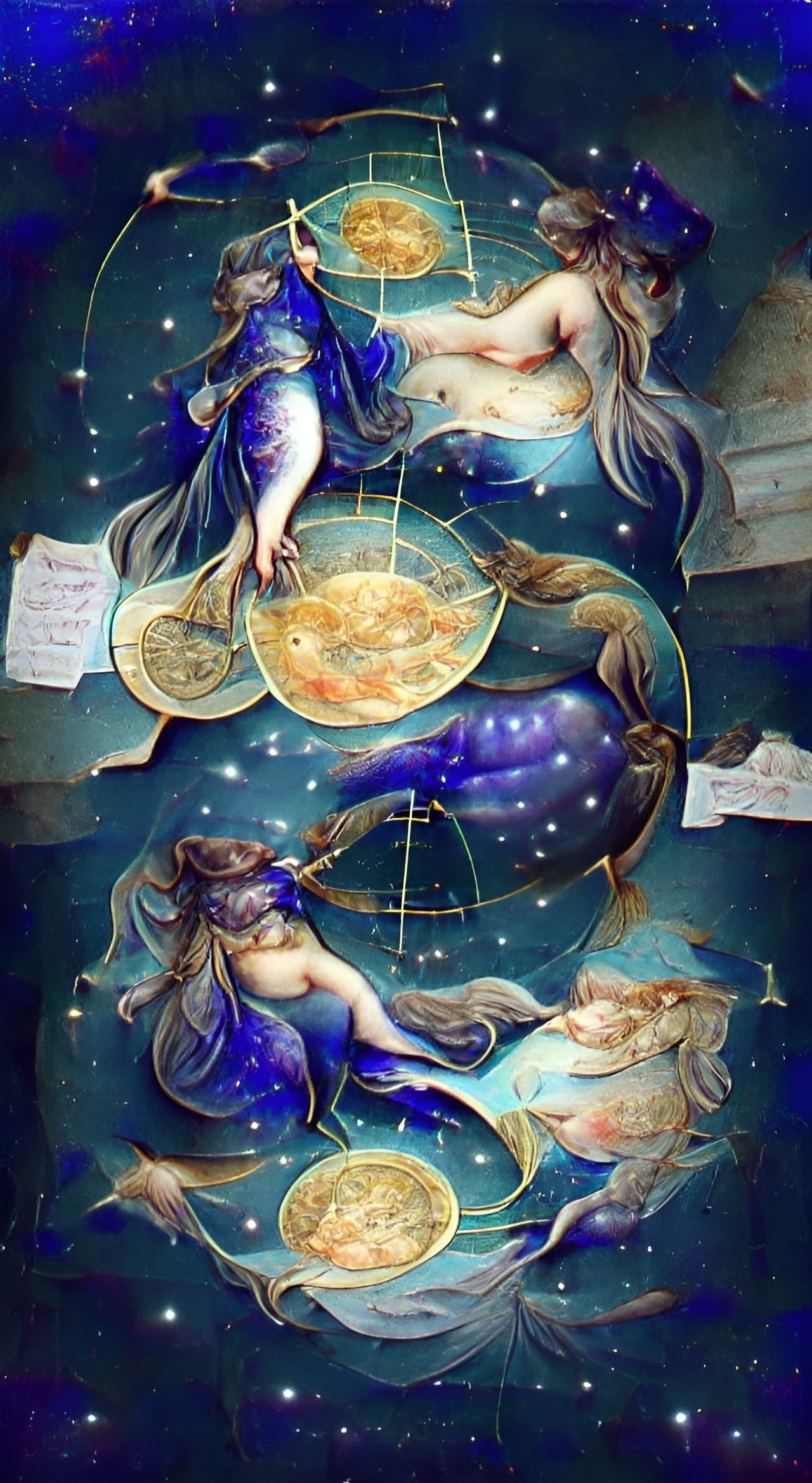 Pisces and Libra Astrological Allegory in Renaissance Style