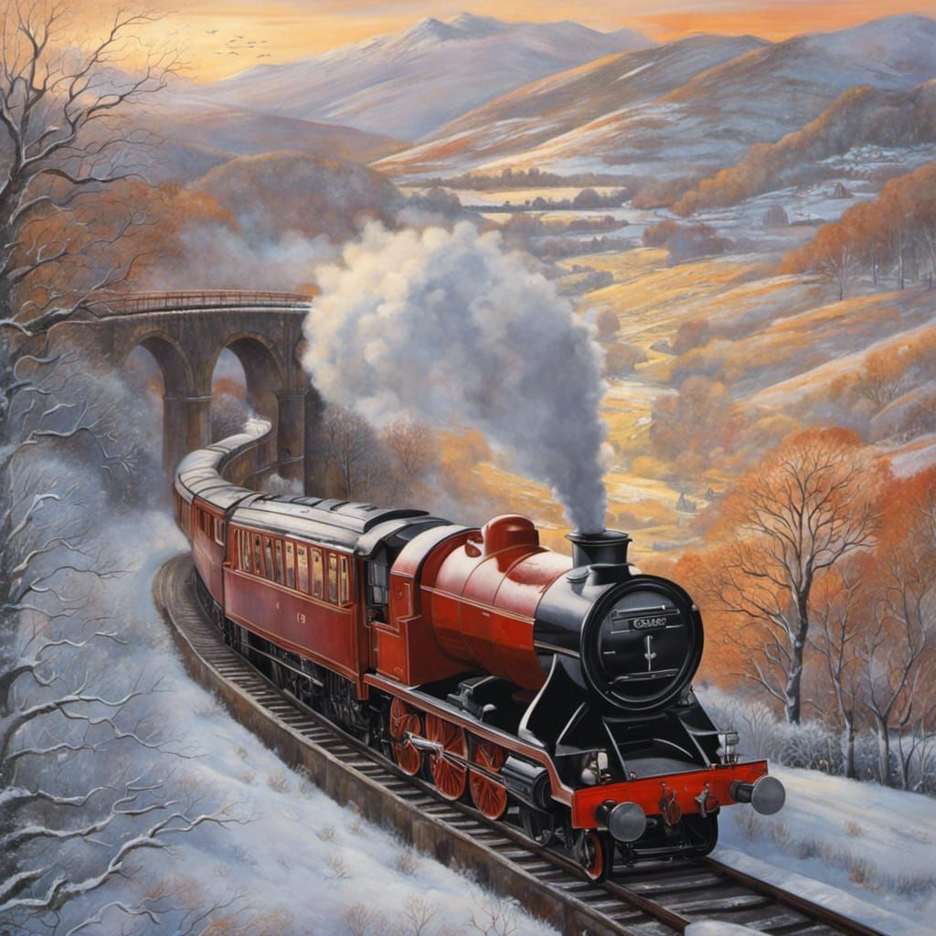 The Hogwarts express in winter