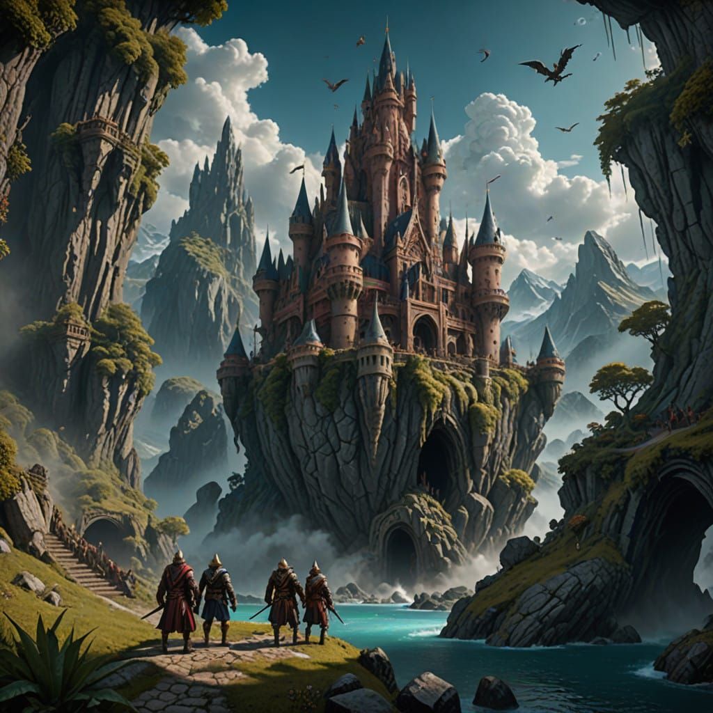 Heroic Fantasy Adventurers Confront Hydra: Epic Artstation S...