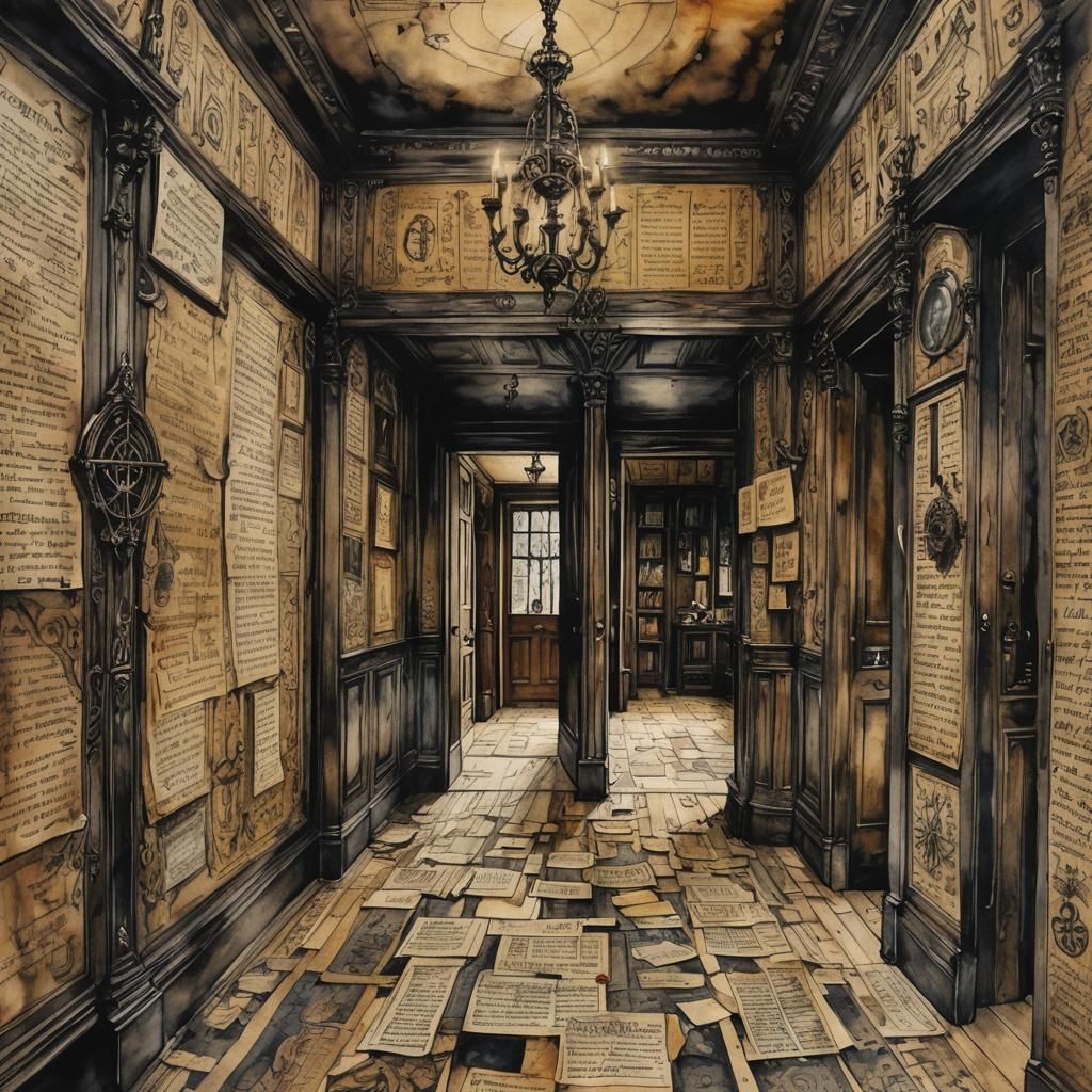 Watercolor Painting of the Back Rooms Liminal Space