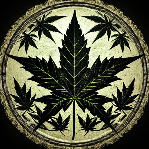 Spooky Marijuana Leaf Logo in Hyperrealistic Style