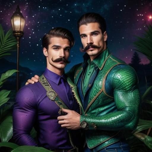 Handsome similar looking male couple