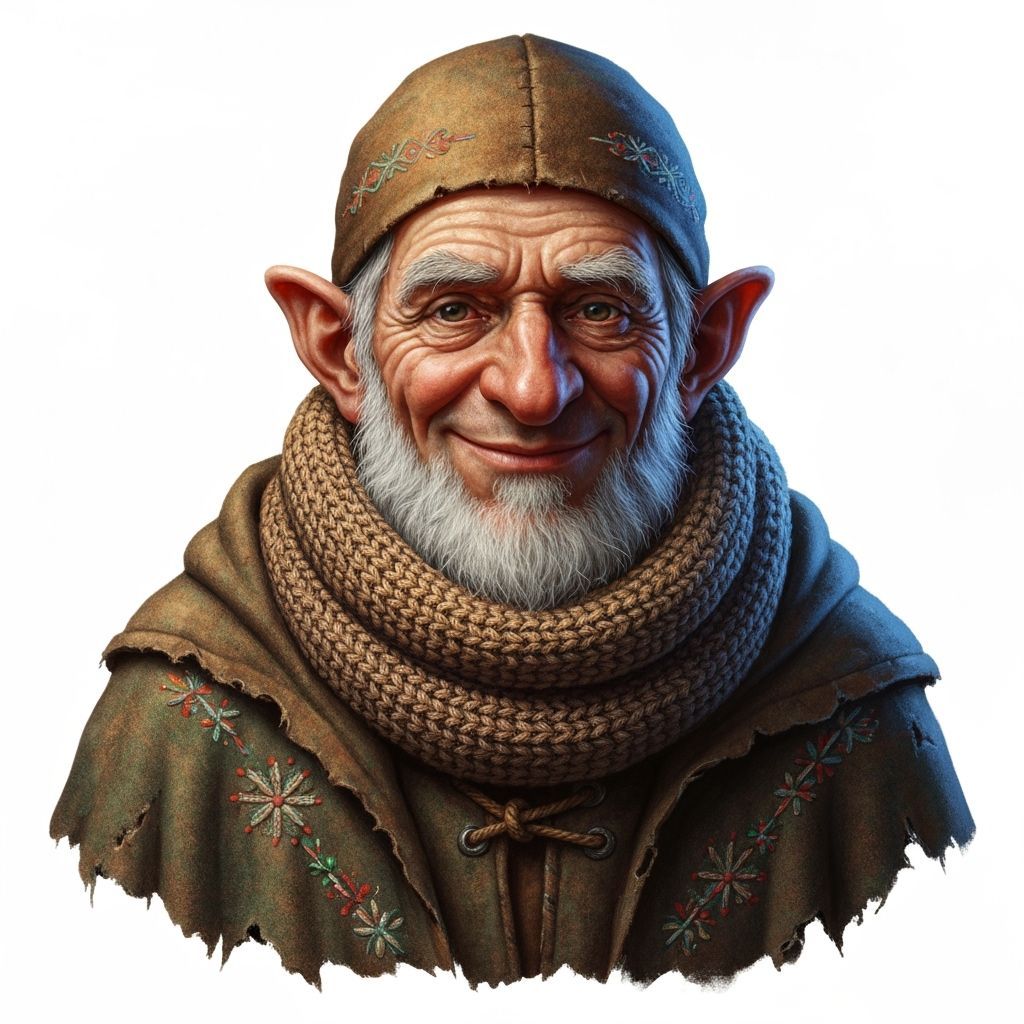 Grizzled Gnome Mendicant with Intricate Scarf